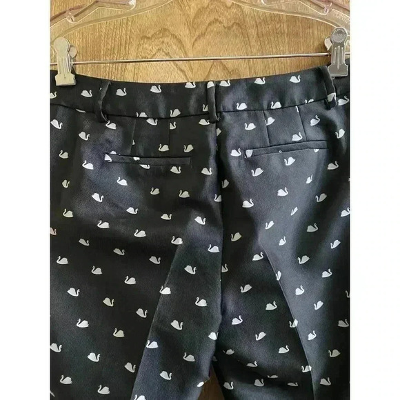 RSVP by Talbots Black White Swan All Over Print Petite High Rise Ankle Pants 2P - Picture 9 of 15